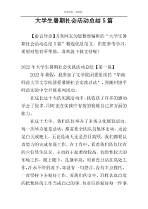 大学生暑期社会活动总结5篇