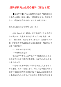 组织部长民主生活会材料（精选4篇）