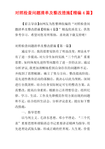 对照检查问题清单及整改措施【精编4篇】