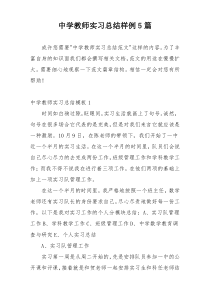 中学教师实习总结样例5篇