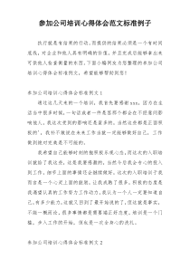 参加公司培训心得体会范文标准例子