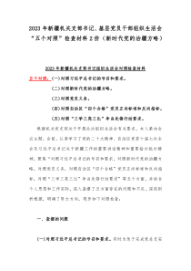 2023年新疆机关支部书记、基层党员干部组织生活会“五个对照”检查材料2份（新时代党的治疆方略）