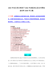 2023年机关党支部班子2022年度组织生活会对照检查材料3590字文稿