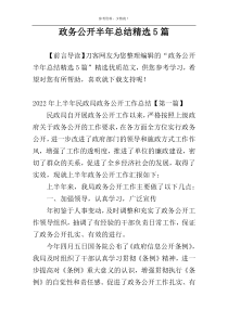 政务公开半年总结精选5篇