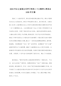 2023年办公室副主任学习党的二20十大精神心得体会1630字文稿