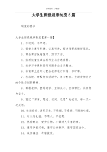 大学生班级规章制度5篇