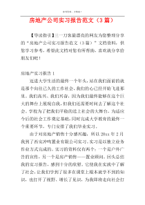 房地产公司实习报告范文（3篇）