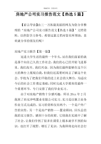 房地产公司实习报告范文【热选5篇】