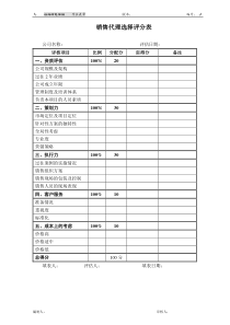 销售代理选择评分表