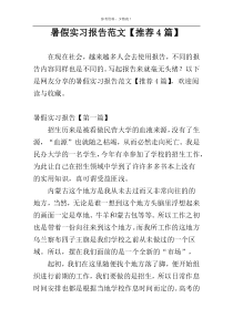 暑假实习报告范文【推荐4篇】