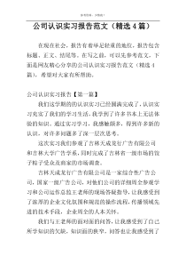 公司认识实习报告范文（精选4篇）