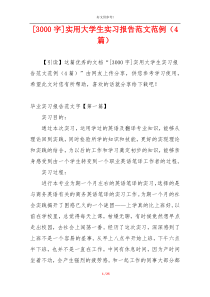 [3000字]实用大学生实习报告范文范例（4篇）