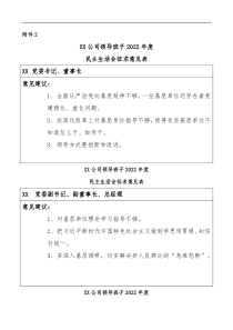 班子成员民主生活会征求意见表