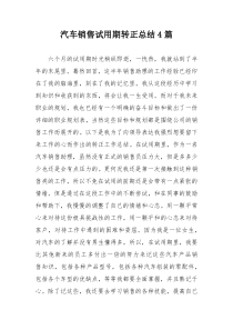 汽车销售试用期转正总结4篇