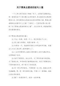 关于赞美志愿者的短句2篇