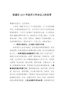 街道在2023年经济工作会议上的发言