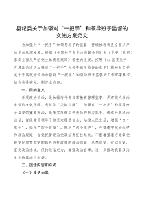 县纪委关于加强对一把手和领导班子监督的实施方案