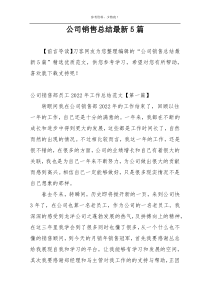 公司销售总结最新5篇