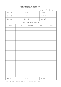 设备管理常用表格