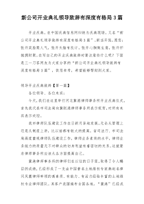 新公司开业典礼领导致辞有深度有格局3篇