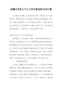 运输公司员工个人工作内容总结20233篇