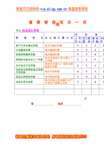 重要管理項目一览表（DOC 1页）