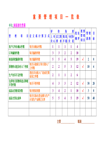 重要管理项目一览表