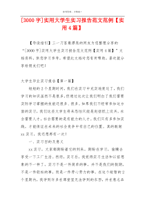 [3000字]实用大学生实习报告范文范例【实用4篇】