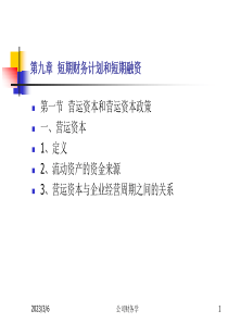 复旦公司财务学课件09短期财务计划和短期融资