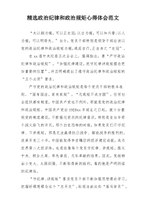 精选政治纪律和政治规矩心得体会范文