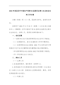 2023年某县召开中国共产党第XX届委员会第X次全体会议的工作方案