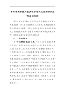 某市自然资源局机关党支部在全市直机关基层党组织述职评议会上的发言