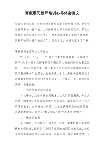 寒假期间教师培训心得体会范文