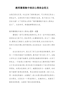 教师暑期集中培训心得体会范文