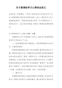 关于新课标学习心得体会范文