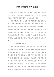 2023年教师培训学习总结