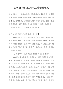 公司技术部员工个人工作总结范文