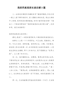 我的同桌是班长读后感3篇