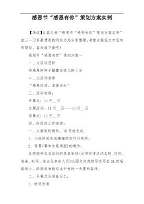 感恩节“感恩有你”策划方案实例