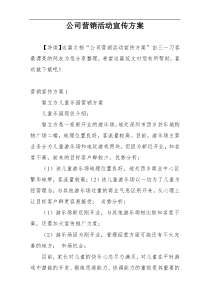 公司营销活动宣传方案