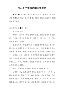 难忘小学生活活动方案案例