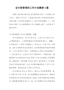 会计股管理的工作计划最新4篇