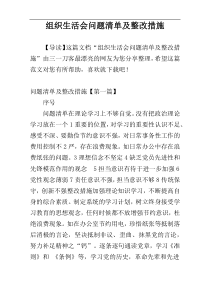 组织生活会问题清单及整改措施