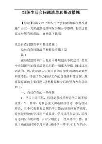 组织生活会问题清单和整改措施