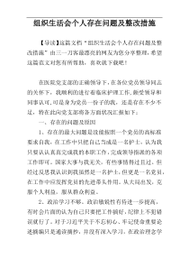 组织生活会个人存在问题及整改措施