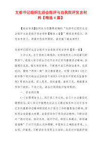 支部书记组织生活会批评与自我批评发言材料【精选4篇】