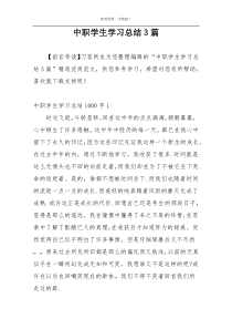 中职学生学习总结3篇