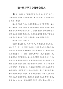 瑞丰银行学习心得体会范文