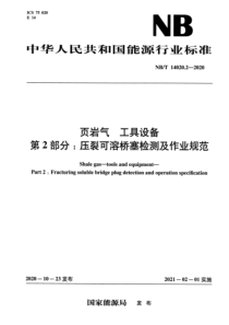 NBT 14020.2-2020 页岩气工具设备 第2部分：压裂可溶桥塞检测及作业规范 