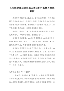 县应急管理局综合减灾救灾科科长优秀事迹素材